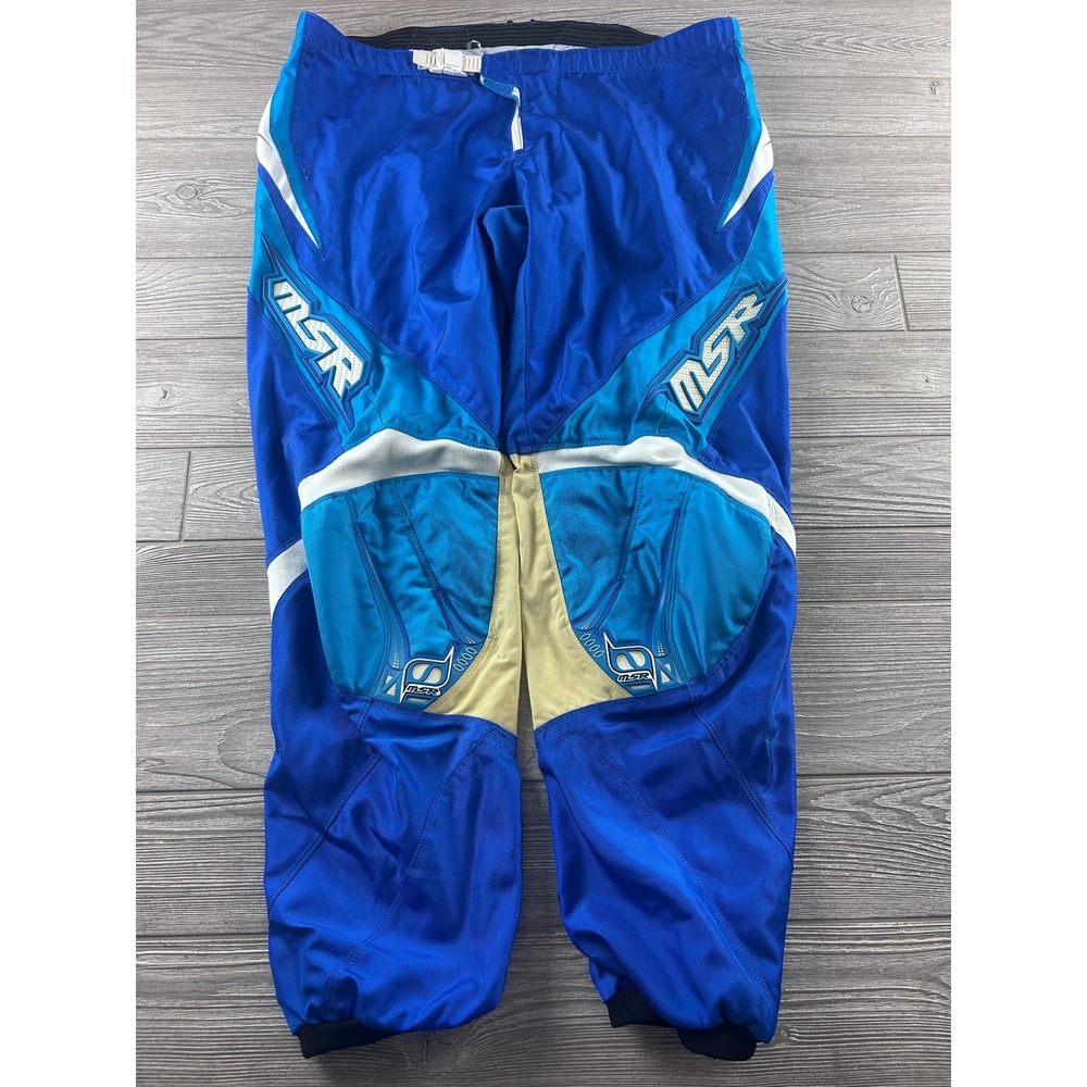 MSR Axxis Motocross Racing Pants Blue White Mens Size 46 Reinforced Knees